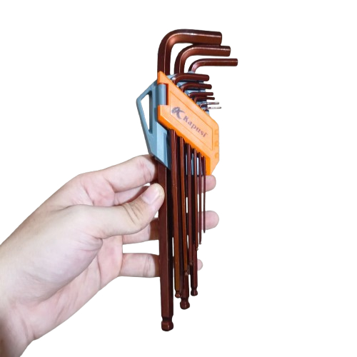 Bộ Lục Giác Thép Nâu Đầu Bi Hãng Kapusi K-7408 9 Cây Chữ L 1.5-10mm, Chất liệu thép CR-V6150