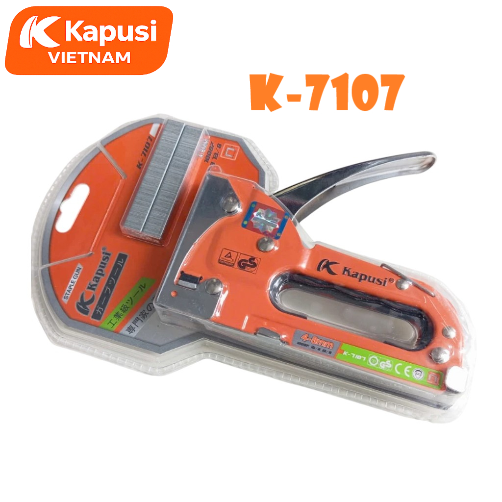 KÌM BẤM GHIM CẦM TAY 3 TRONG 1 Kapusi K-7107 – DÙNG ĐINH 13/6 & 13/8, THÉP HỢP KIM BỀN BỈ, Bh 12 tháng