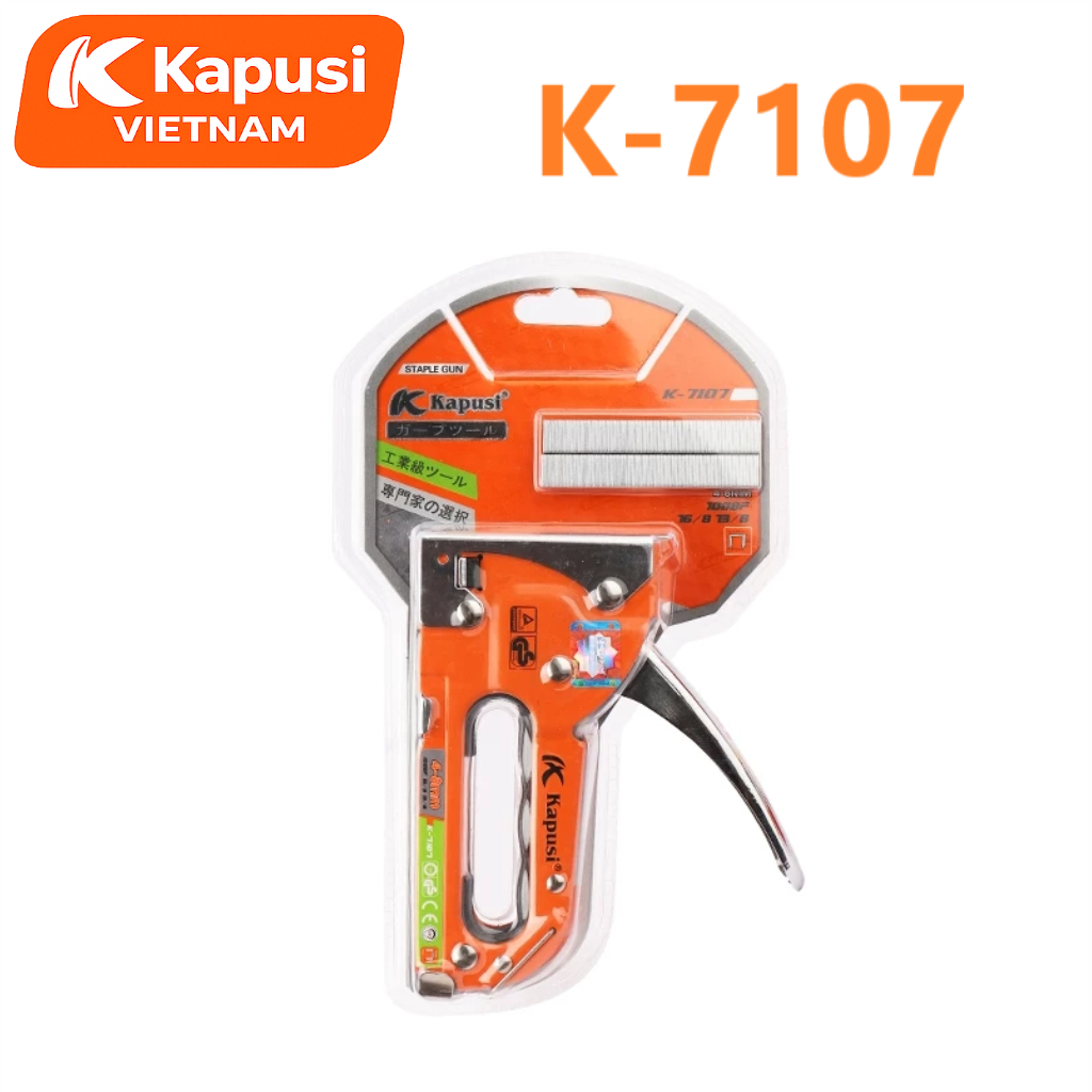 KÌM BẤM GHIM CẦM TAY 3 TRONG 1 Kapusi K-7107 – DÙNG ĐINH 13/6 & 13/8, THÉP HỢP KIM BỀN BỈ, Bh 12 tháng