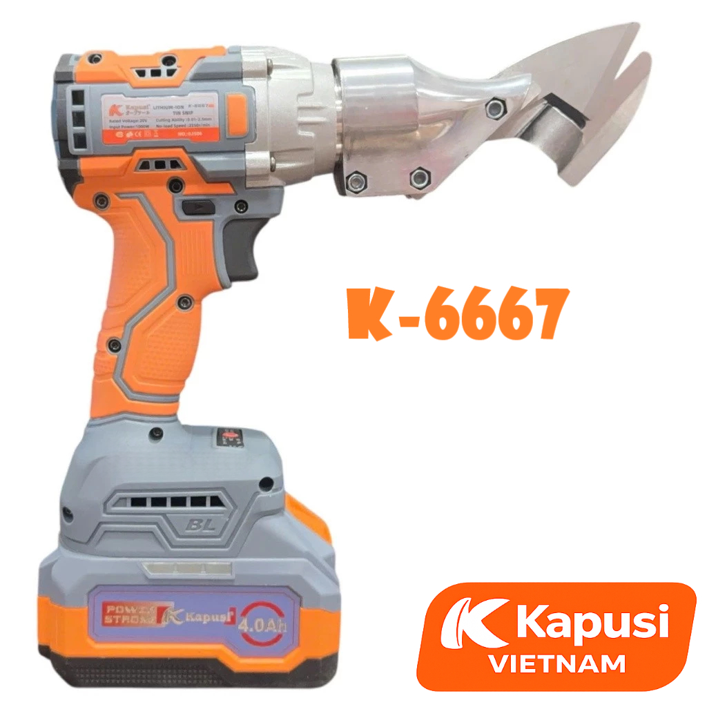 Thân Máy Cắt Tôn Pin 21V Kapusi K-6667 – Động Cơ Không Chổi Than, Chân Pin Phổ Thông 4cm, Bh 12 tháng Kapusi Vietnam