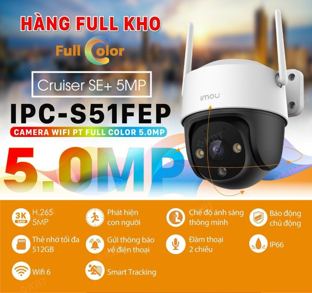 Camera Wi-Fi 5MP IMOU Cruiser SE+ 3K  | IPC-S51FEP | Đàm thoại 2 chiều | Thùng 8 cái
