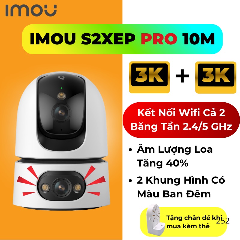 (5.0Ghz) IMOU S2XeP Pro 10MP (Camera Wi-Fi Ranger Dual Pro 5MP + 5MP | Có màu | Đàm Thoại | 2 mắt 2 khung , cả 2 đều có màu ban đêm)