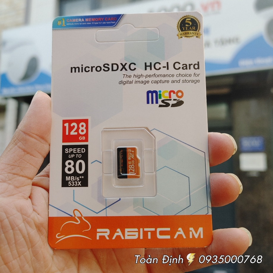 (Hộp 70c) Thẻ nhớ RABIT 128GB - Hàng Công ty | Có VAT do ✌5K PP | Bảo hành 5 năm | Hàng xịn chuyên trị camera kén thẻ