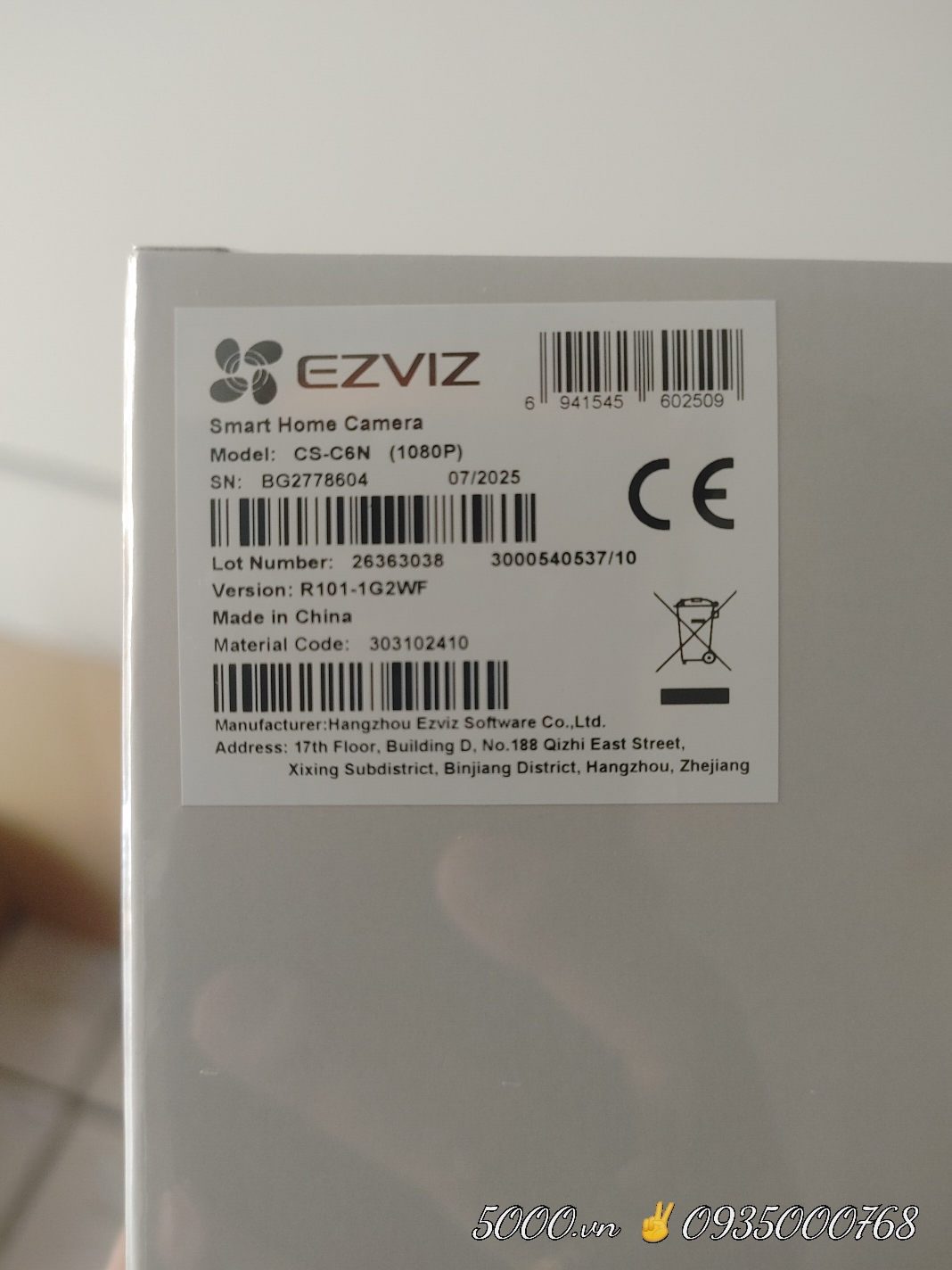 EZVIZ C6N 2MP 1080P huyền thoại - Camera Wi-Fi C6n 2MP Quay Quét 360 Độ, Chạm để gọi điện, Đàm thoại 2 chiều, ban đêm trắng đen, thùng 30 cái