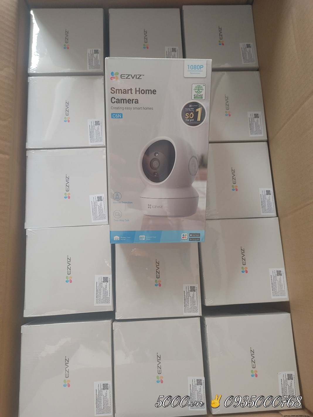 EZVIZ C6N 2MP 1080P huyền thoại - Camera Wi-Fi C6n 2MP Quay Quét 360 Độ, Chạm để gọi điện, Đàm thoại 2 chiều, ban đêm trắng đen, thùng 30 cái