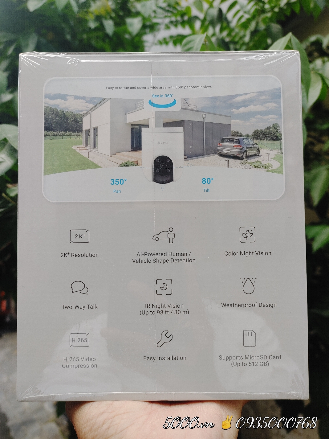 EZVIZ H8C Pro 4MP 2K+ Camera Wifi PTZ ngoài trời, xoay 360 độ, có màu ban đêm, Thùng 12C