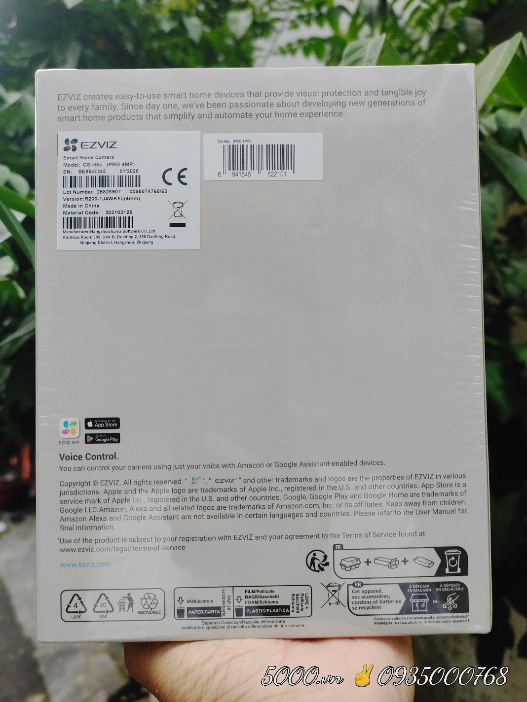 EZVIZ H8C Pro 4MP 2K+ Camera Wifi PTZ ngoài trời, xoay 360 độ, có màu ban đêm, Thùng 12C