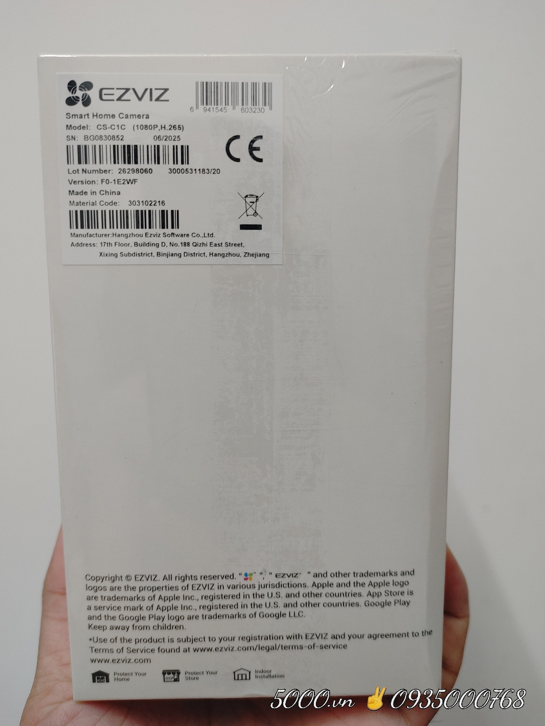 **EZVIZ C1C tròn, camera siêu nhỏ, đế nam châm, Type-C, nhận thẻ 512G, Đàm thoại, góc rộng 108 độ, thùng 36C)