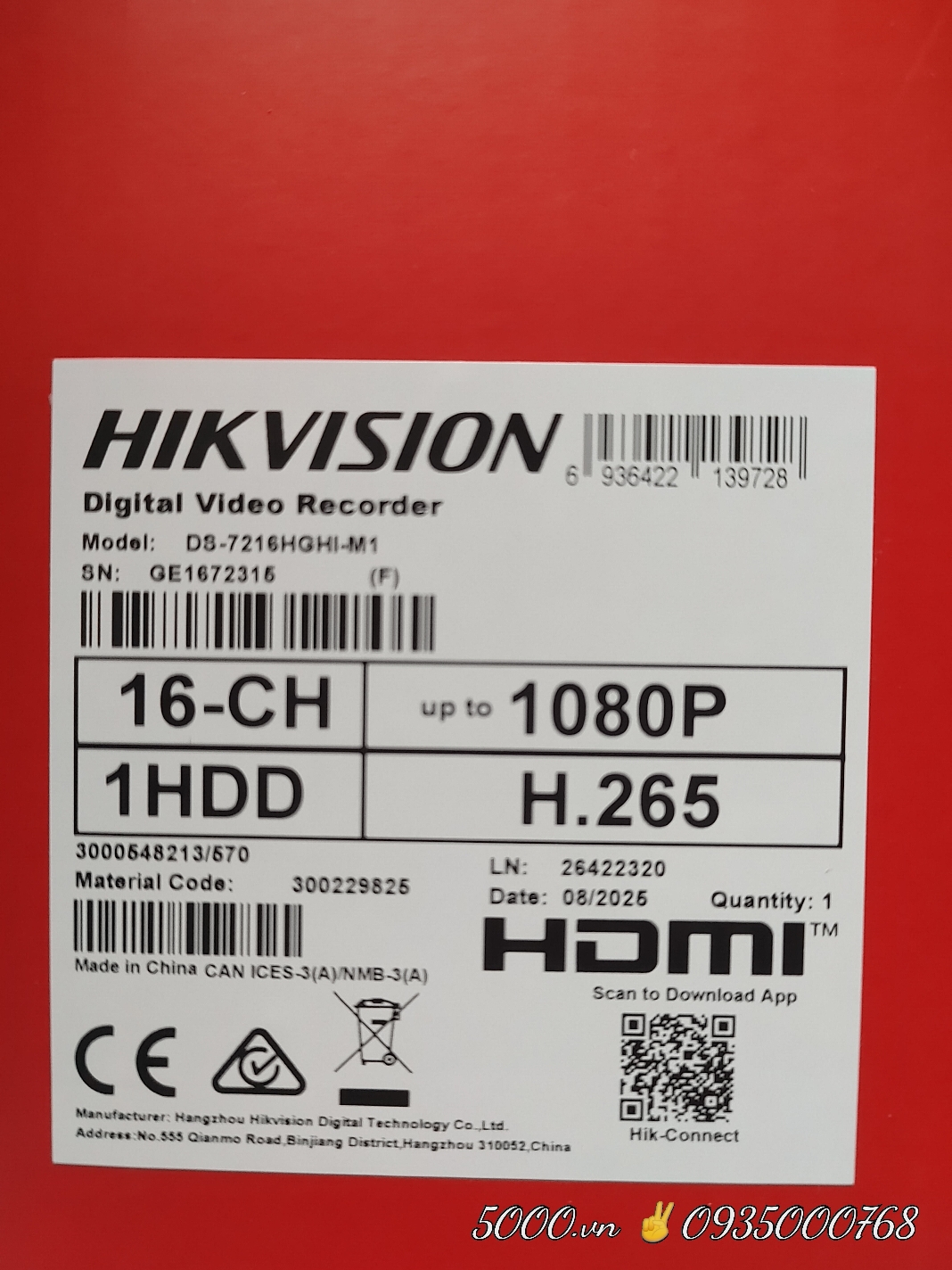 Analog Đầu ghi Camera 2MP Hikvision 7204 / 7208 / 7216HGHI-M1 (Từ 4->16 kênh 2MP, HDD upto 10TB)