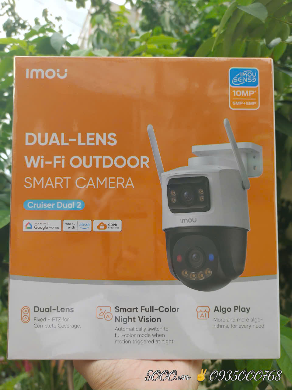 2 Mắt Camera 10MP IMOU S7XeP Pro 5MP + 5MP, LED xanh đỏ (Camera Wi-Fi Cruiser Dual 2 | Outdoor | FullColor | Có đèn báo động xanh đỏ giống Công An)