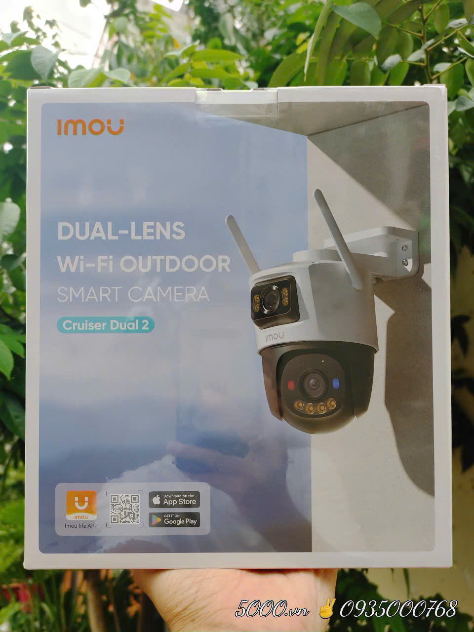 2 Mắt Camera 10MP IMOU S7XeP Pro 5MP + 5MP, LED xanh đỏ (Camera Wi-Fi Cruiser Dual 2 | Outdoor | FullColor | Có đèn báo động xanh đỏ giống Công An)