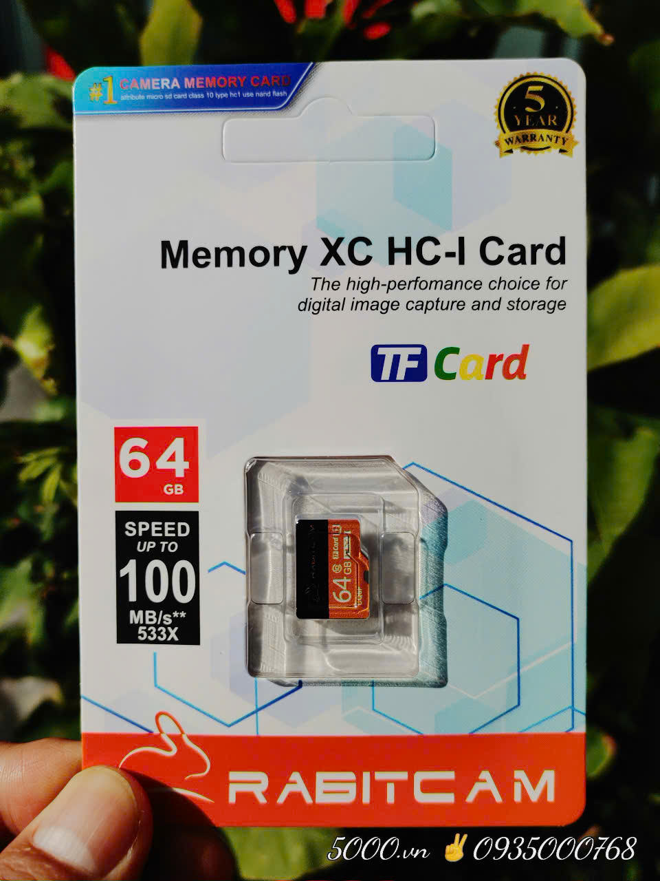 Thẻ nhớ RABIT 64GB 100Mbps ✌ Hộp 70c | Bảo Hành 5 Năm 1 đổi 1 tức thì ( Lưu trữ trung bình 9 ngày )