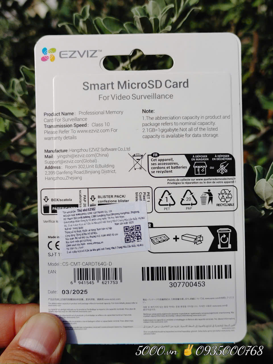 EZVIZ 64GB 100Mbps - Thẻ nhớ Chính Hãng ✌ Ezviz Việt Nam | Lifetime | Hộp 20c | Tương thích rất tốt với Camera Wifi EZVIZ C6N, H6C, H8C...