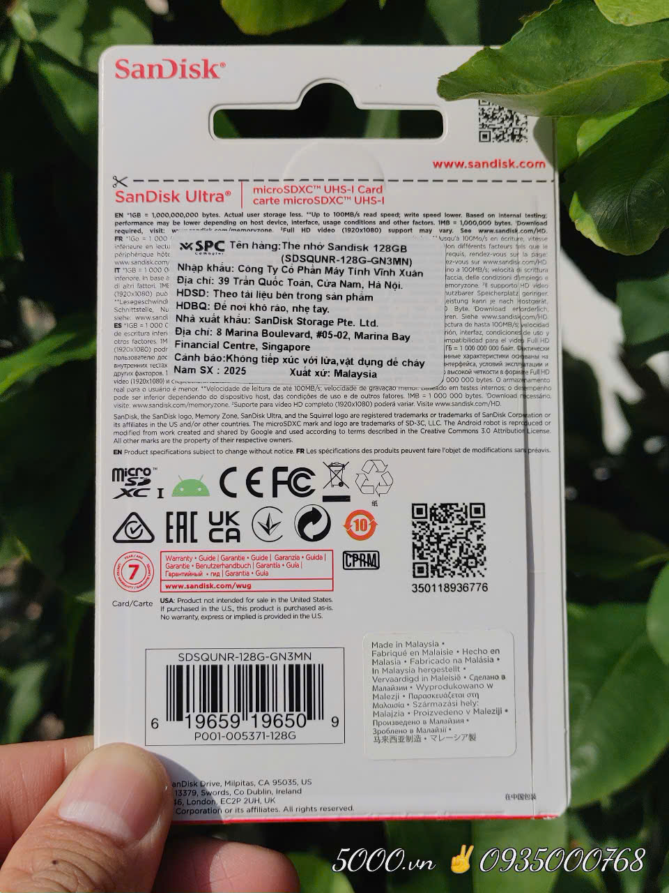 Thẻ nhớ SANDISK 128GB 100Mbps Hàng Chính Hãng ✌ 7 Năm | Hộp 100c