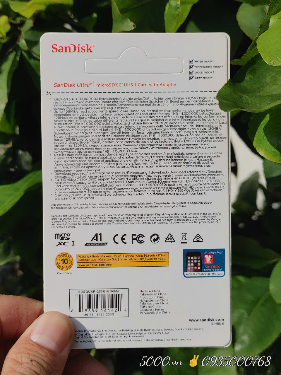 Thẻ nhớ SANDISK 256GB 120Mbp ✌ Bảo hành 1.000.000.000 lần ghi và xóa liên tục hoặc tới hết 31.12.2028