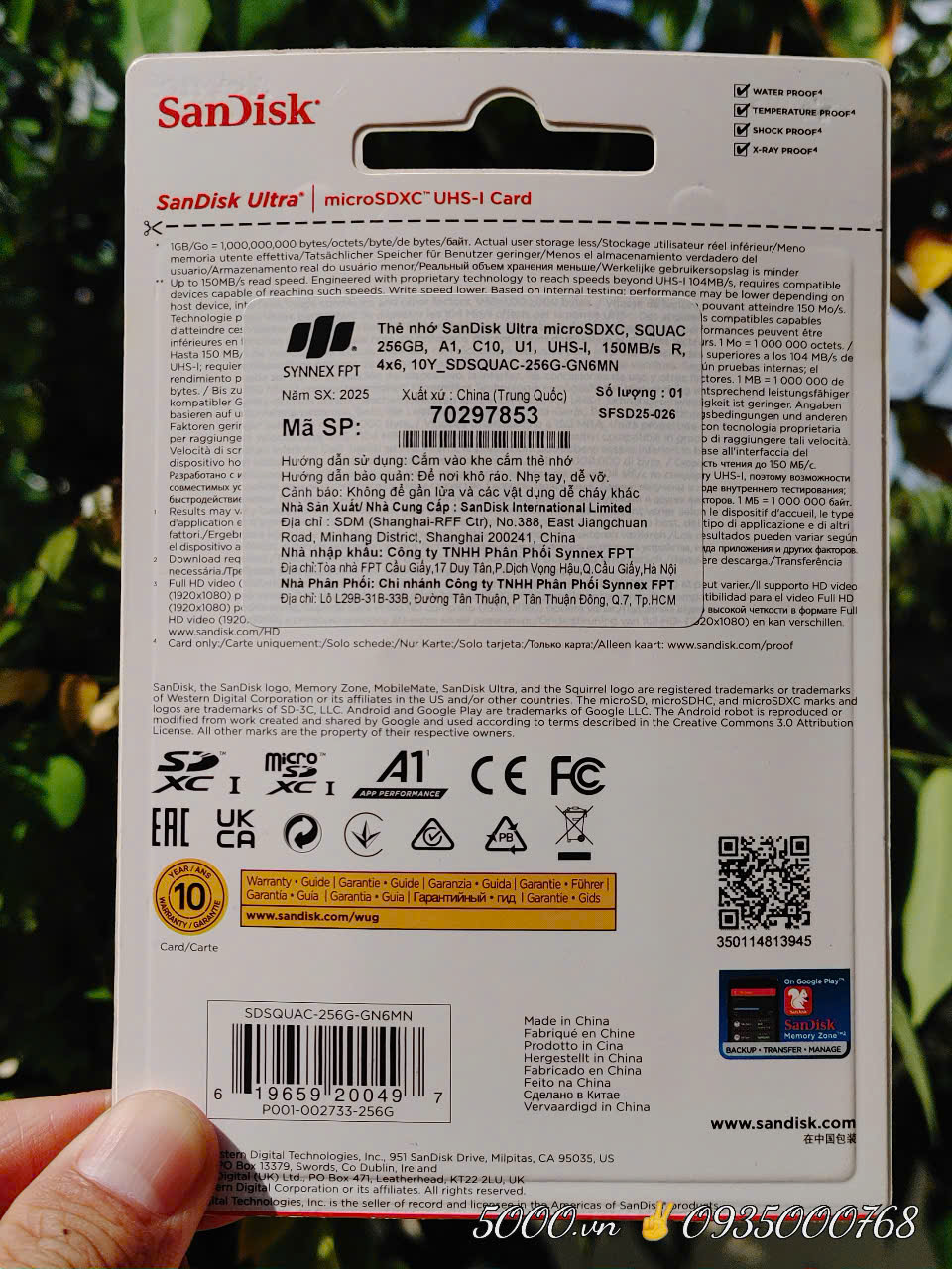 Thẻ nhớ SANDISK 256GB tốc độ upto 150Mbps - Hàng Chính Hãng ✌ FPT | 10 Năm | Hộp 100c