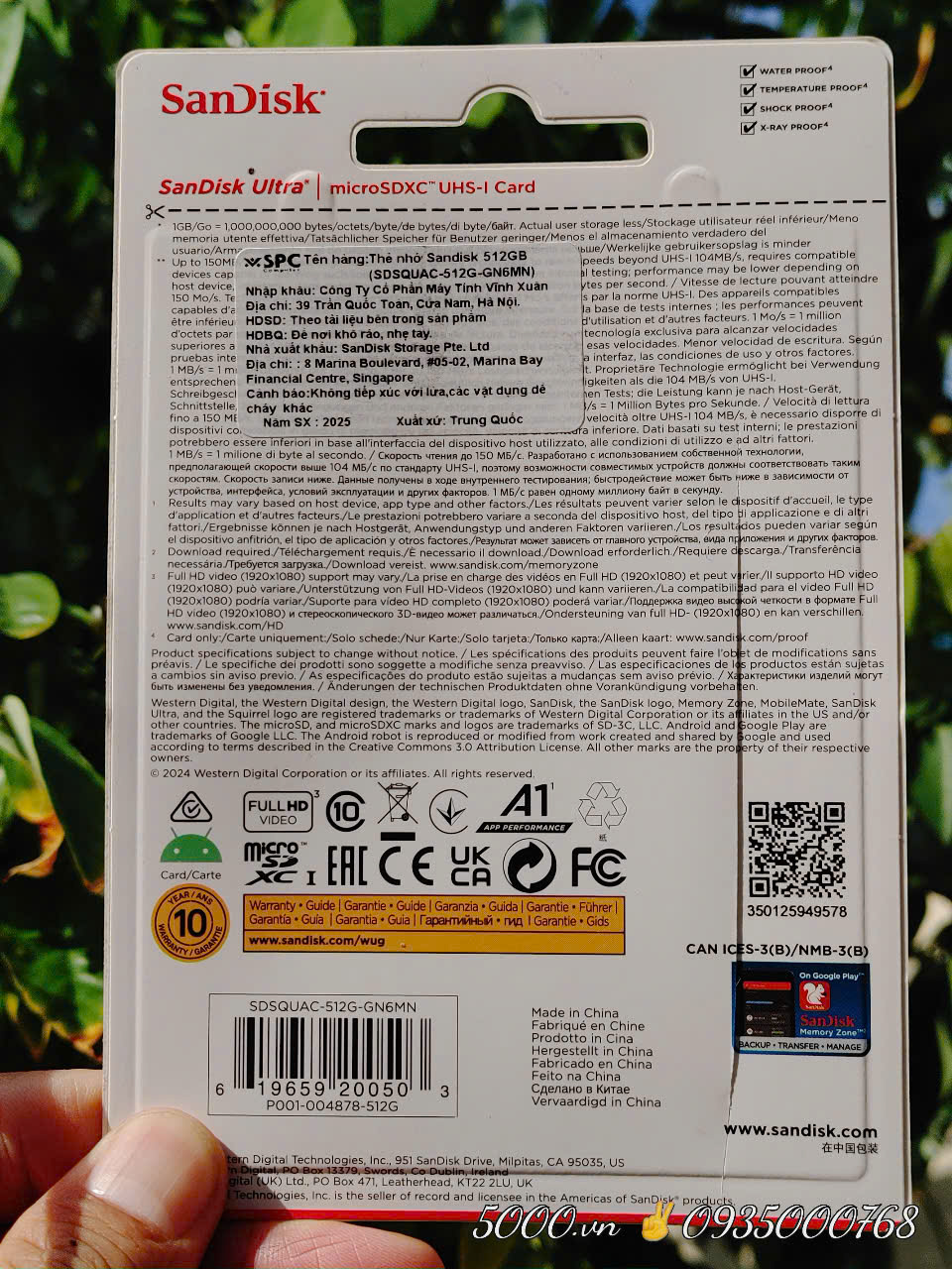 Thẻ nhớ SANDISK 512GB tốc độ upto 150Mbps - Hàng Chính Hãng tem SPC ✌ 10 Năm | Camera FHD lưu trữ tối đa 70 ngày liên tục (Thực nhận 476,8GB)