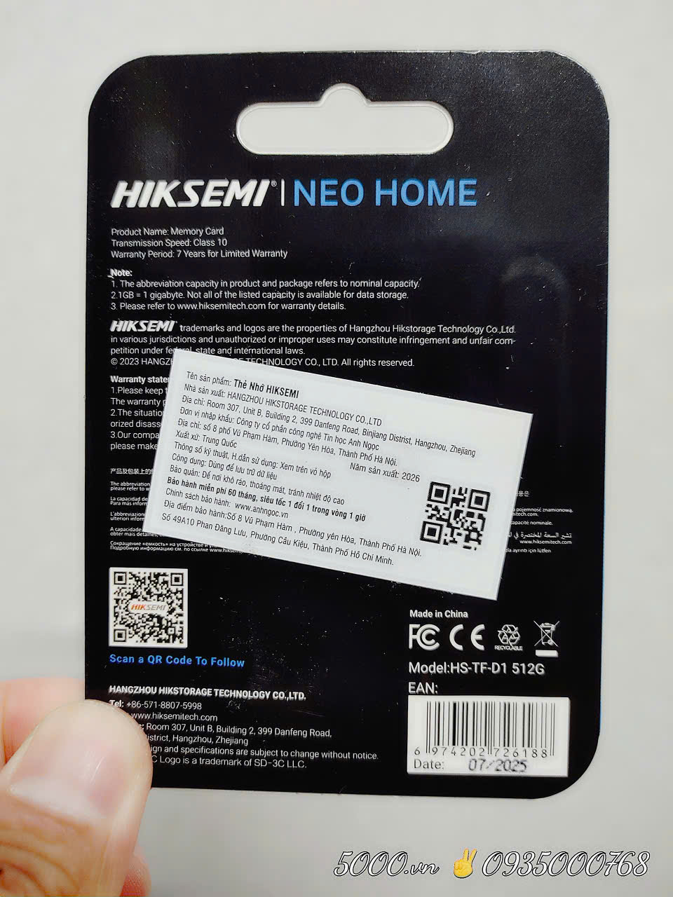 Thẻ nhớ HIKSEMI 512GB HOME D1 Xanh 92Mbps ✌ Bảo Hành 7 Năm ( Tại 5K đổi tức thì | Tại Hãng thì 7-15 ngày )