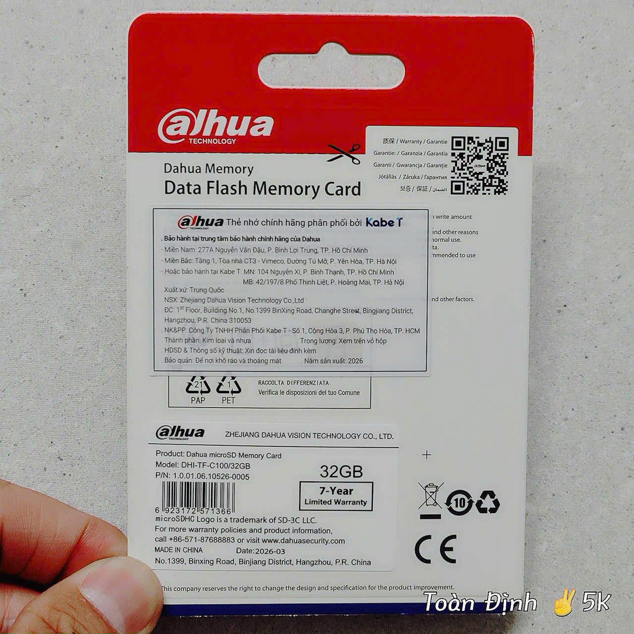 DAHUA 32G 95Mbps - Thẻ nhớ Chính Hãng ✌ Dahua Việt Nam | 7 năm | Thùng 10 Hộp 25c | Tương thích tốt với Camera Wifi