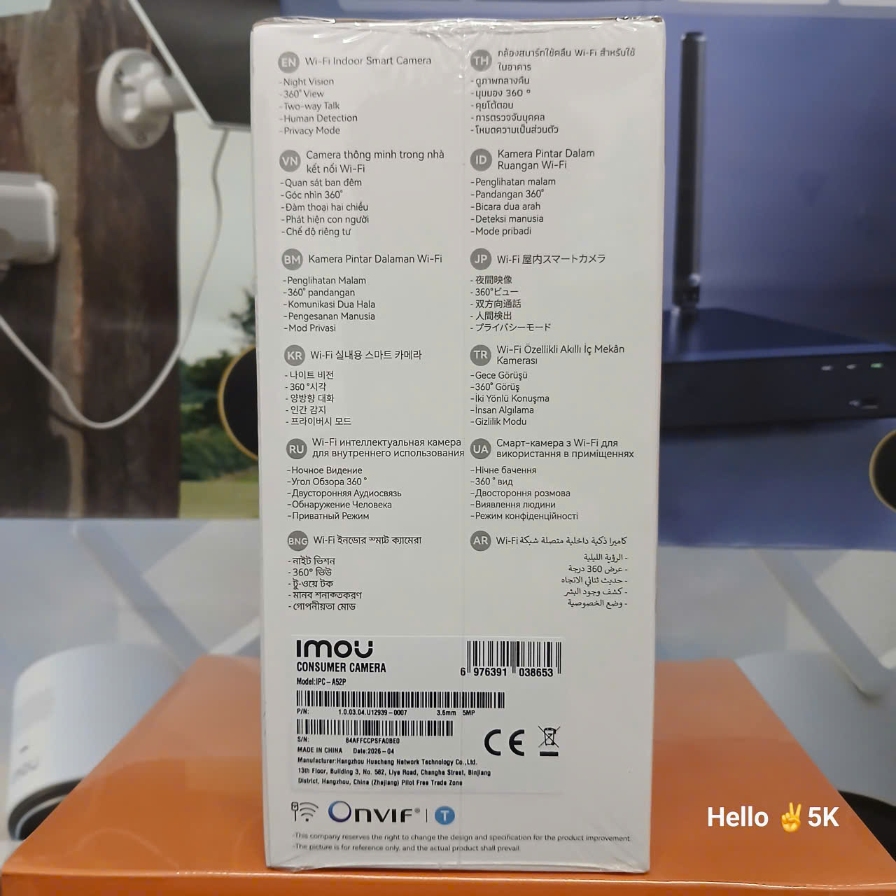 IMOU A52 3K 5MP - Tem 2026 | Ban đêm trắng đen | Wifi 2 tần số 2.4 | Có cổng LAN | Nén H.265 | Nhận thẻ 256GB