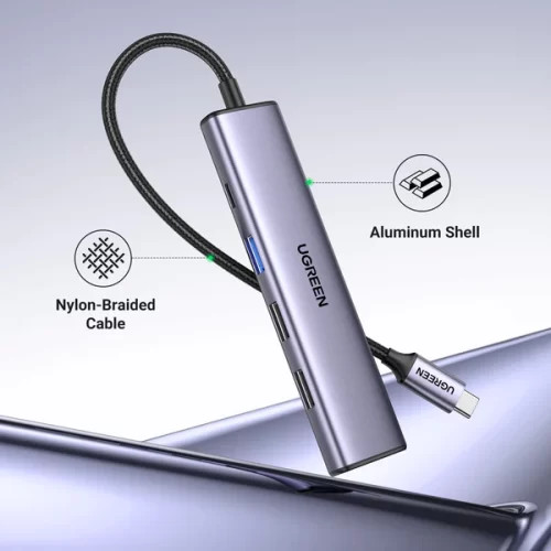 Bộ chuyển đổi USB-C sang 2*USB-A 2.0+ USB-A 3.0+HDMI+PD hỗ trợ 4K Ugreen (15495)