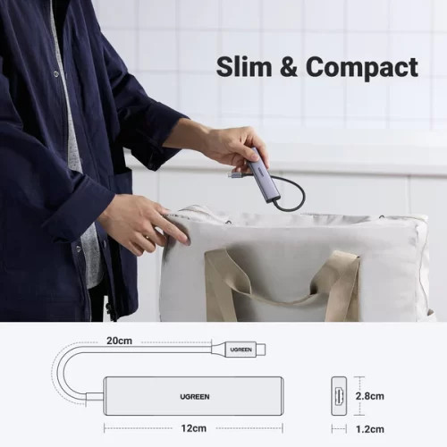 Bộ chuyển đổi USB-C sang 2*USB-A 2.0+ USB-A 3.0+HDMI+PD hỗ trợ 4K Ugreen (15495)