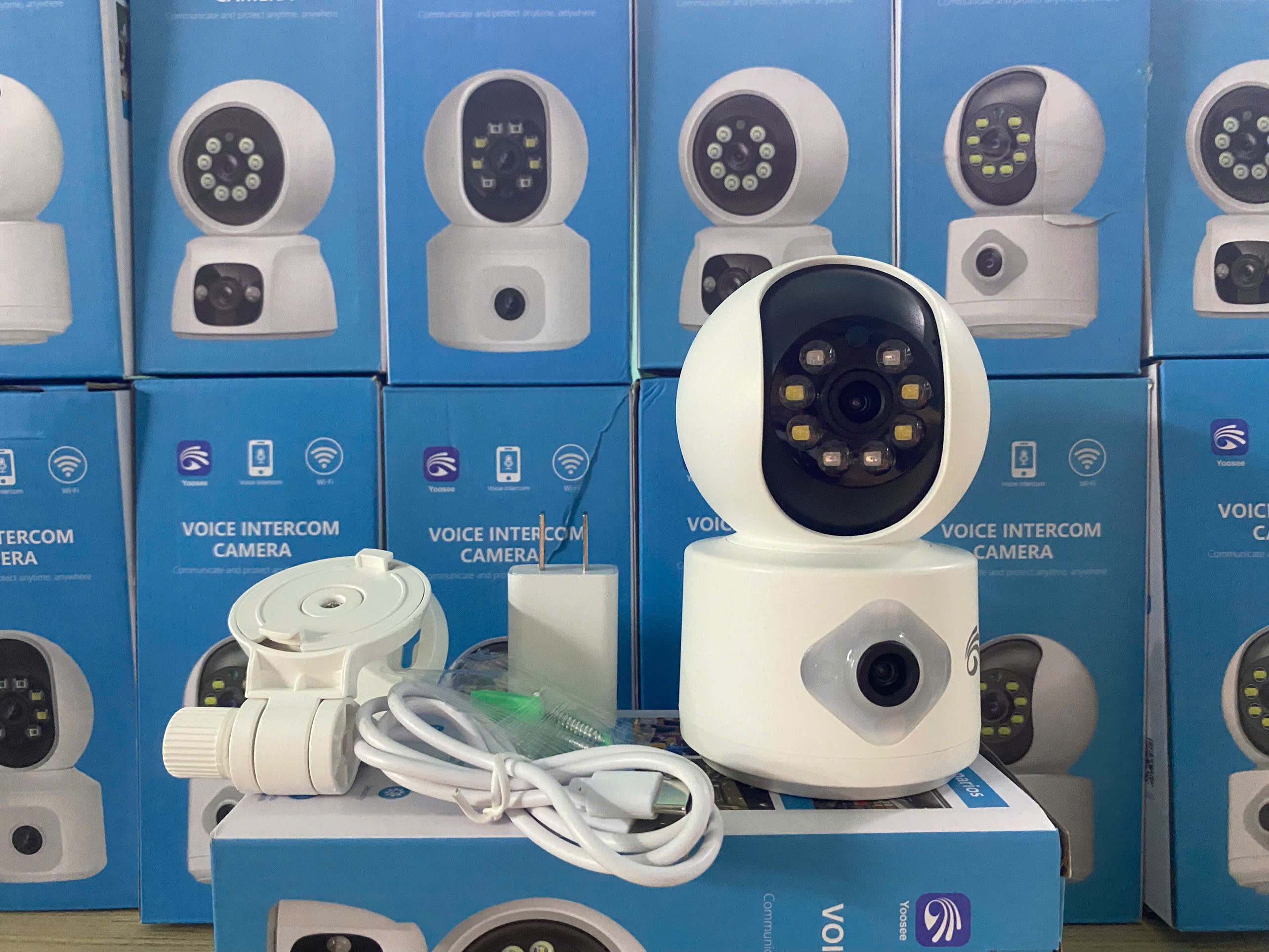 (Mới) Camera Wifi Yoosee QS415 với 2 Mắt Trong Nhà Góc Rộng, Xoay 360 Độ Có Màu Ban Đêm - Hỗ Trợ Đàm Thoại 2 Chiều - Logo 16MP
