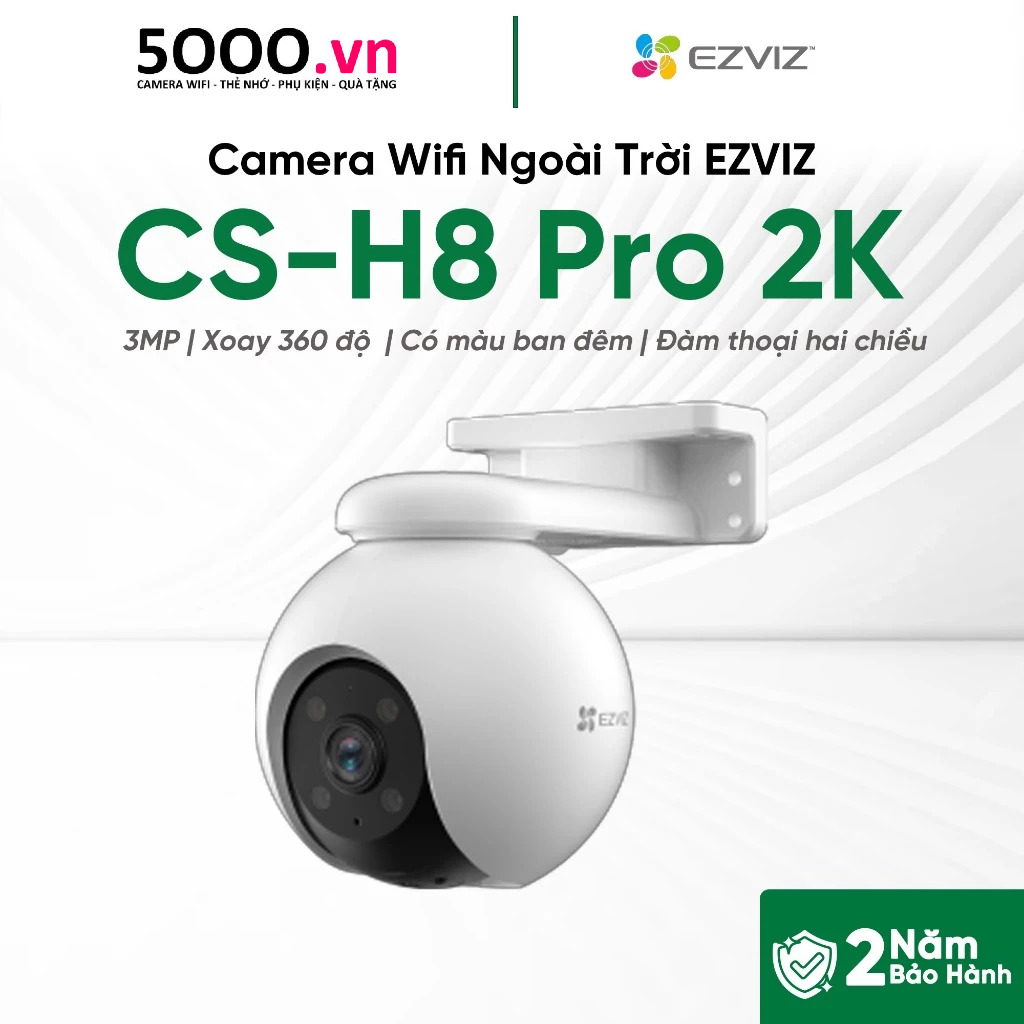 EZVIZ H8 Pro 2K (3MP, Auto-tracking khóa mục tiêu khi phát hiện người với khung hình chuẩn 2K, tốc độ 30fps )