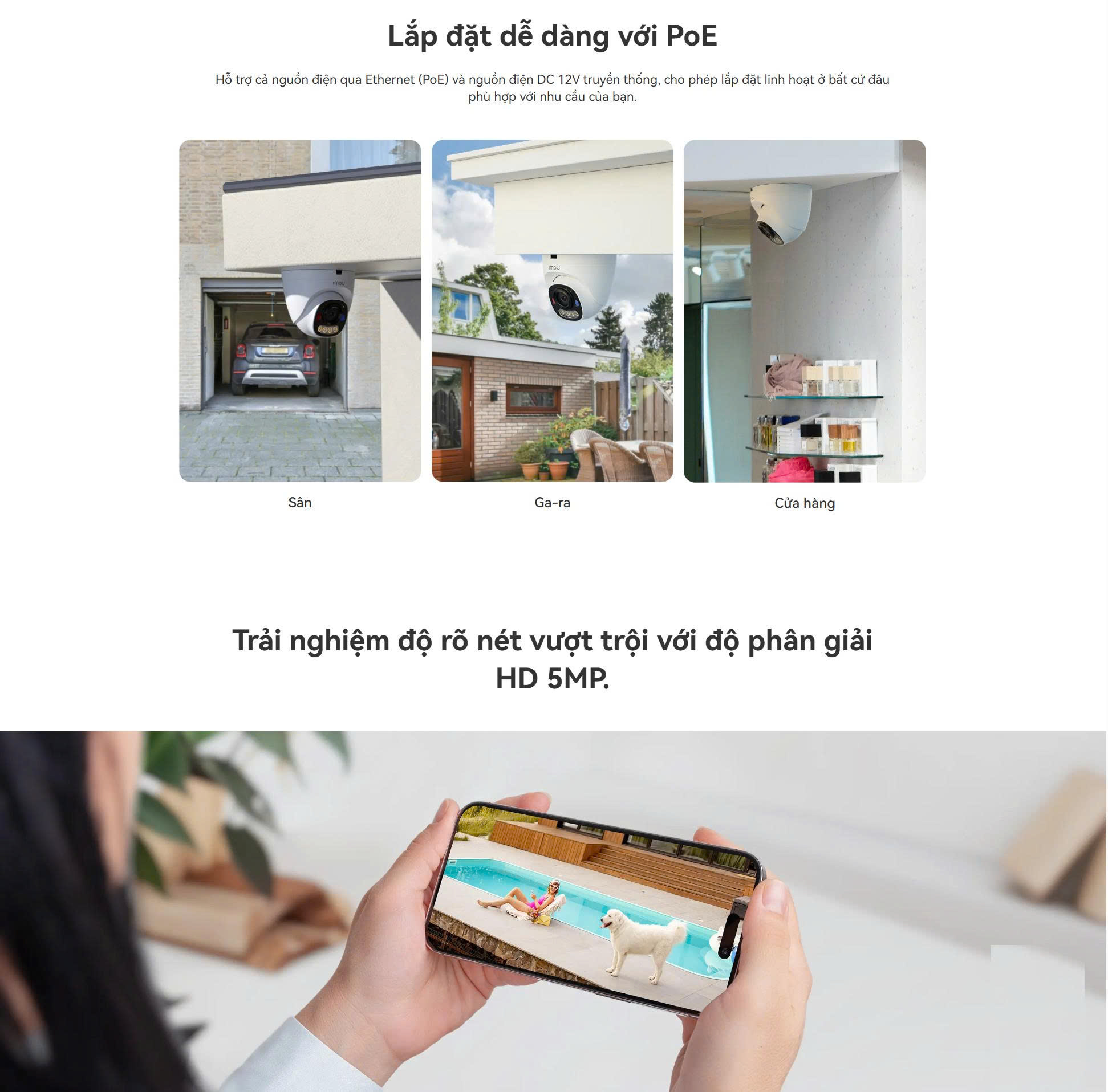 POE or LAN Outdoor IMOU PS8D 3MP / PS8D 5MP - Camera IP dạng DOME, IP67, Có mic, Có màu, Led xanh đỏ, tích hợp AI nhận diện người & xe