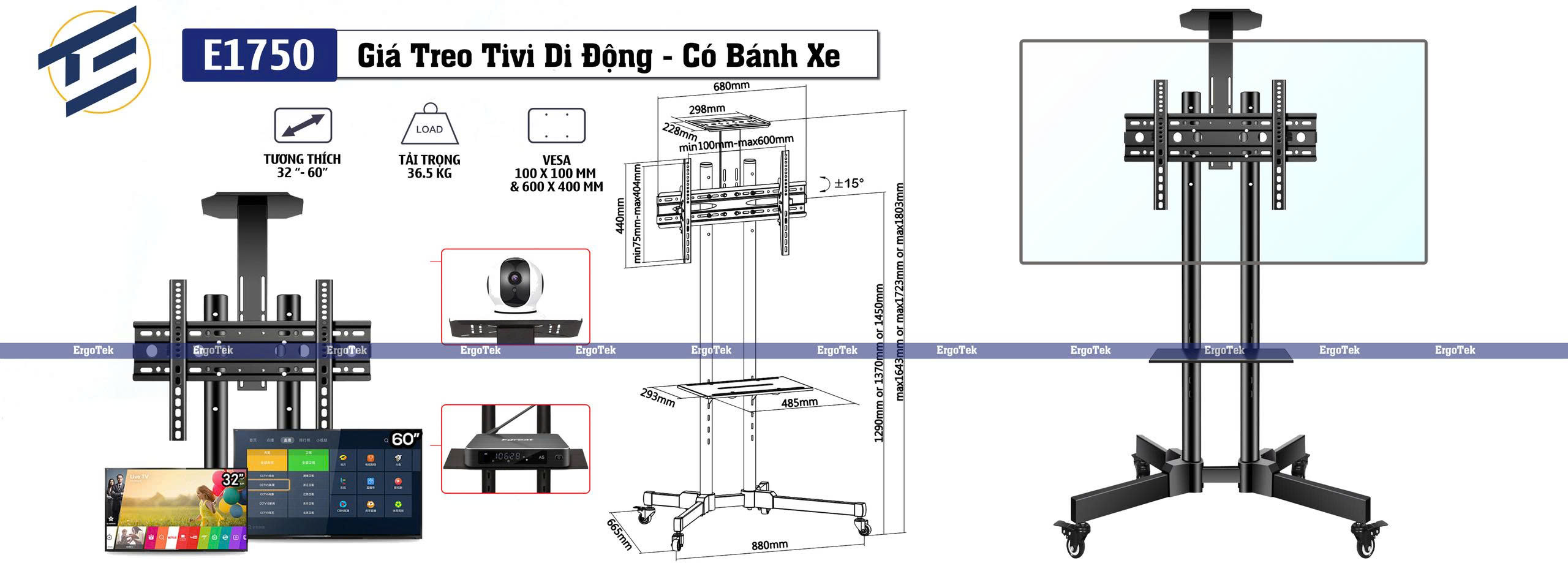Khung treo tivi DI ĐỘNG ( có 4 bánh xe )