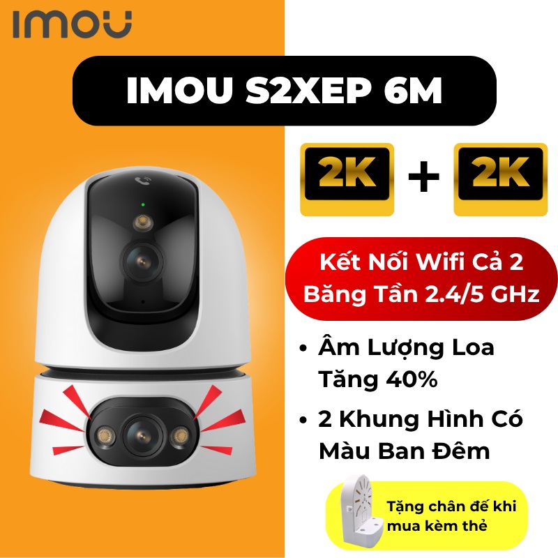 (5.0Ghz) IMOU S2XeP 6MP, tem 2026 (Camera Wi-Fi Ranger Dual Pro 3MP + 3MP | Có màu | Đàm Thoại | 2 mắt 2 khung , cả 2 đều có màu ban đêm)