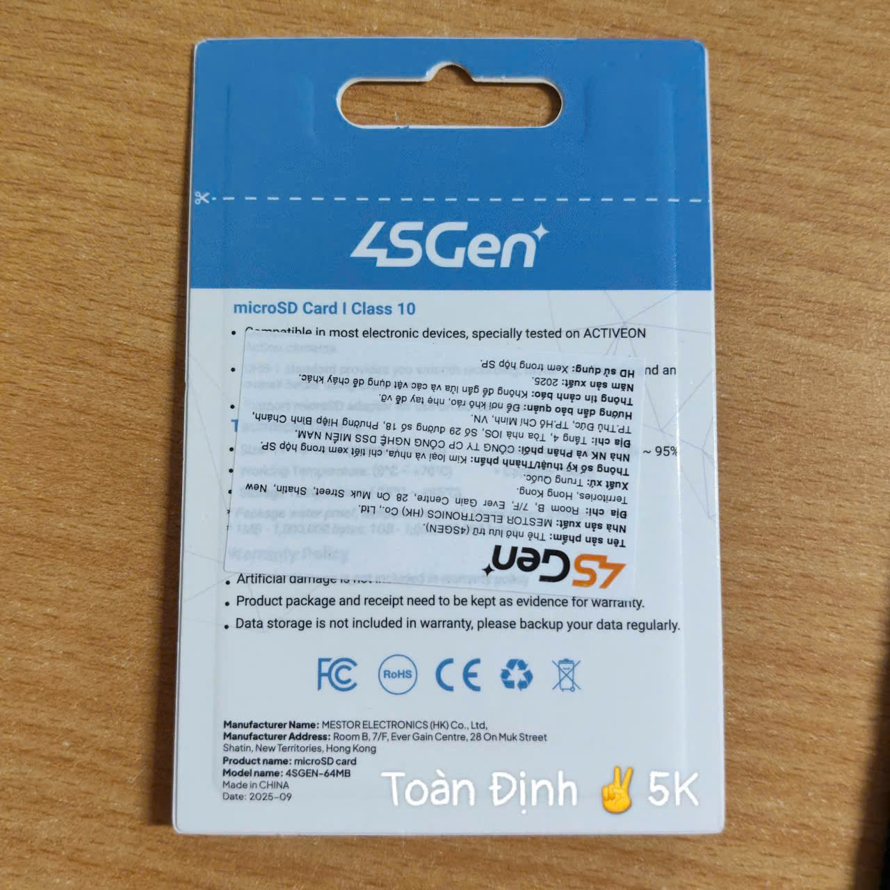 4SGEN 64GB Xanh - Thẻ nhớ Công Ty ✌ DSS miền Bắc | 7 năm | Hộp 30c