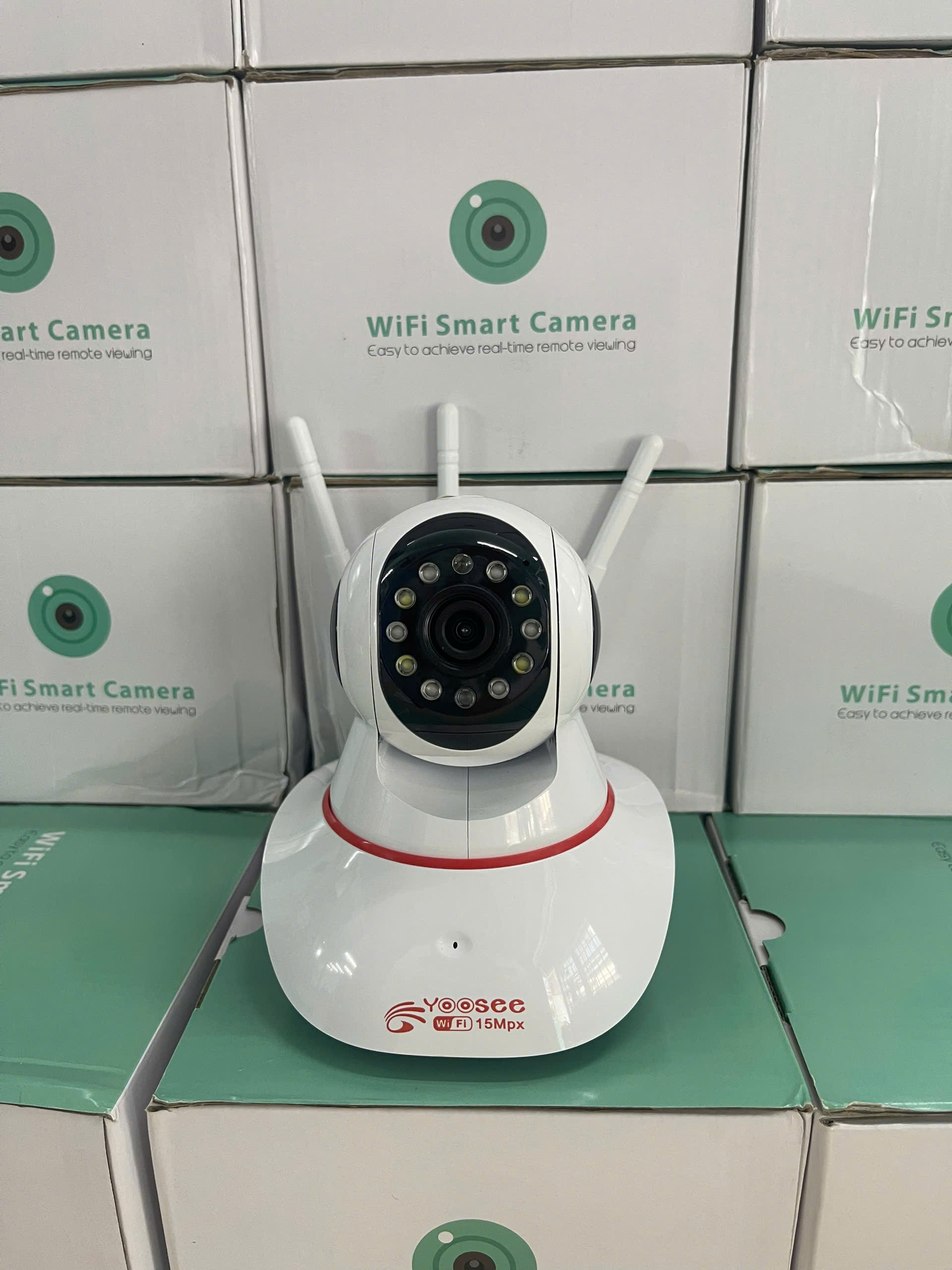 Camera Wifi YS-00 trong nhà, cổng sạc Micro-USB 5V, Có màu ban đêm, Xoay 360 độ , Đàm thoại, Báo động siêu to, kết nối WIFI - Không có cổng LAN ( Thường gọi Ba Râu | 3 Râu | Logo 15MP)