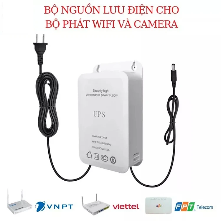 Bộ Lưu Điện UPS 12V 3600mAH dạng móc treo, kháng nước dành cho Camera ngoài trời (Lưu điện 3h - 8h tùy chế độ ghi hình | Bảo hành 6 Tháng)