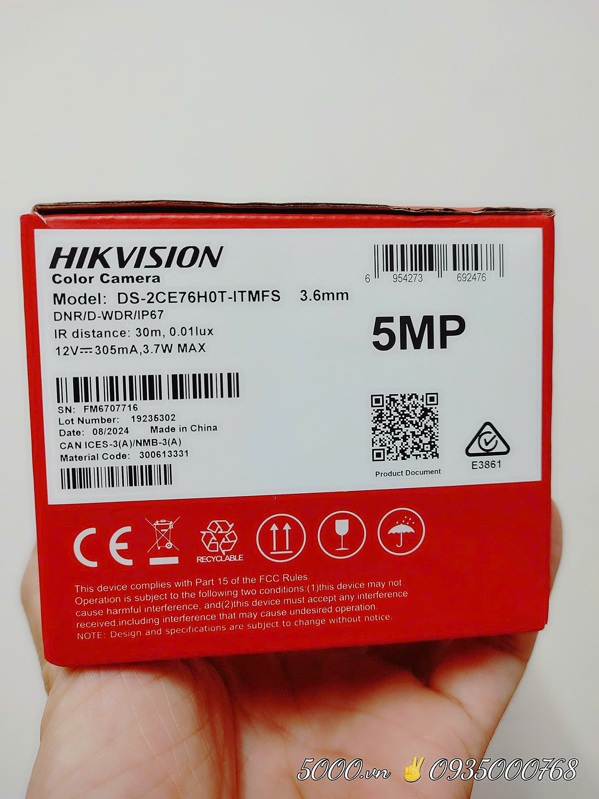 Analog Camera Hikvision DOME 5MP DS-2CE76H0T-ITMFS (Vỏ sắt | Nặng ~400 gram)