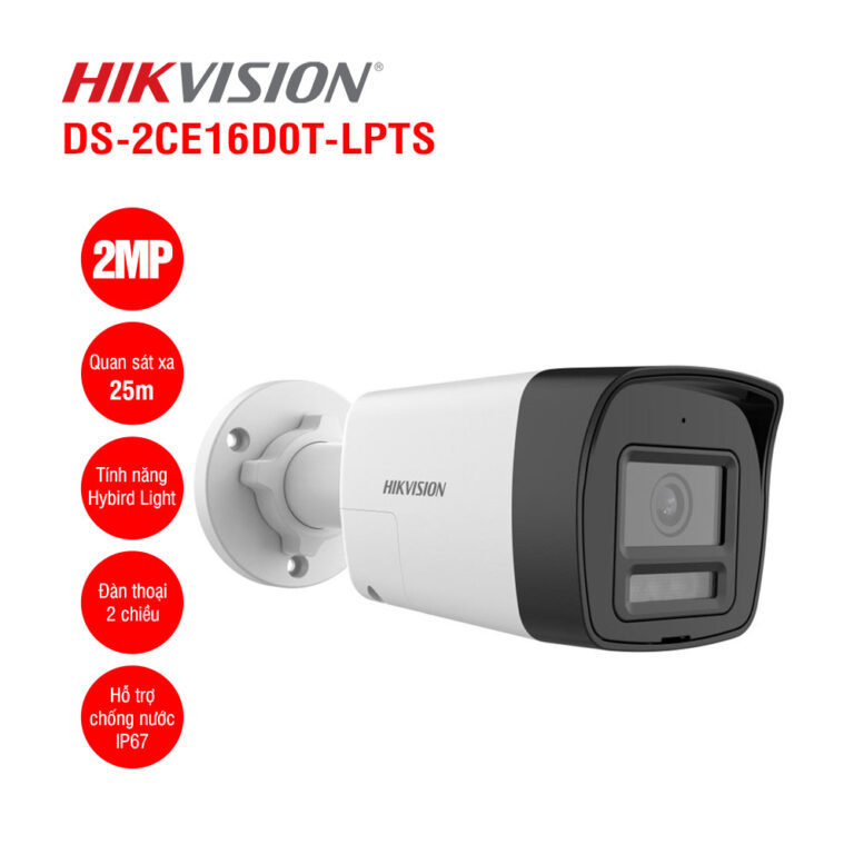 (3) Analog Camera Hikvision THÂN 2MP, mã 16D0T - 4 chuẩn kết nối TVI/AHD/CVI/CVBS có nút chuyển