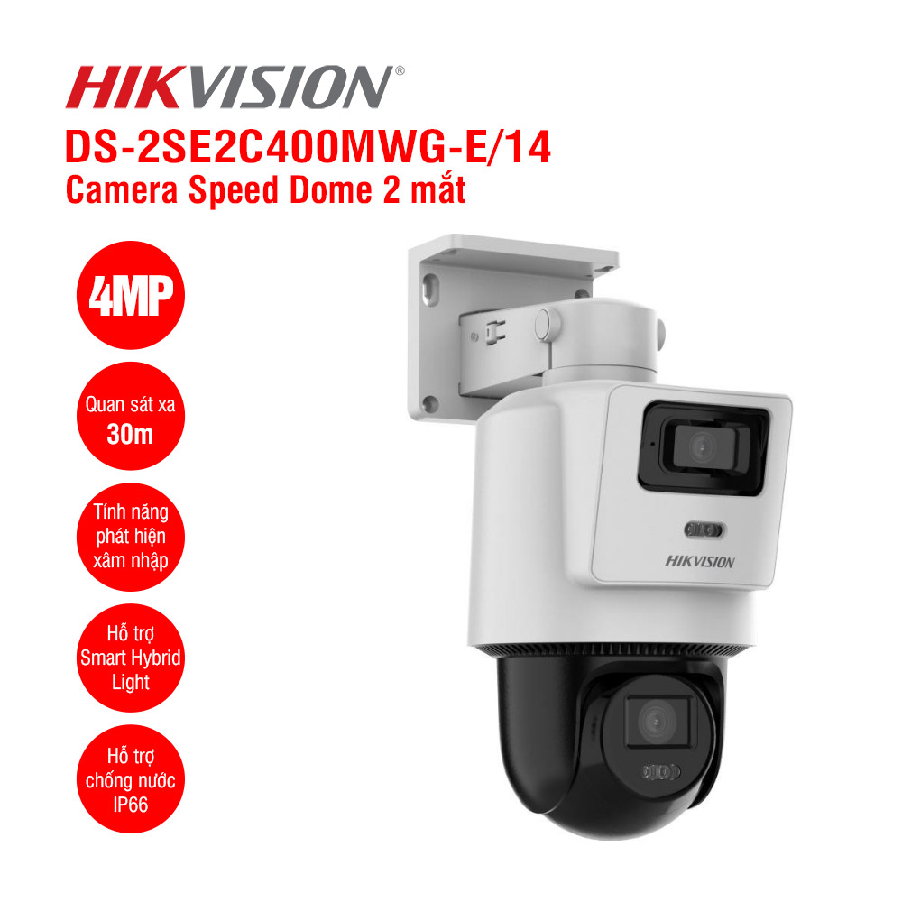 IP Camera Speed Dome 4MP Hikvision 2 mắt 2 khung hình DS-2SE2C400MWG-E/14 và  PTZ DS-2SE3C404MWG-E/14