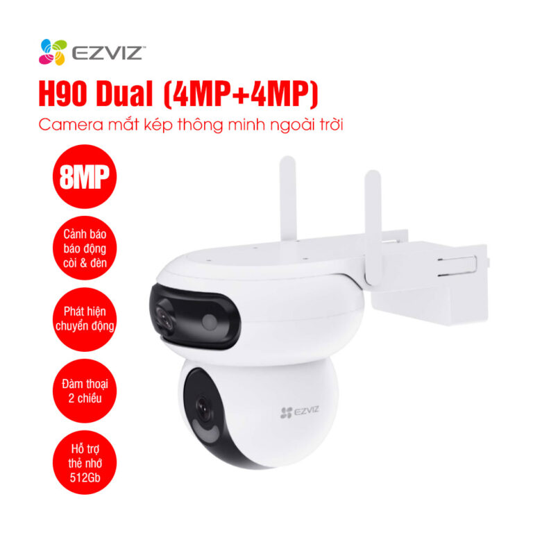 EZVIZ H90 Multi Camera Wi-Fi ngoài trời với 2 ống kính 4MP+4MP (2 Khung hình xoay độc lập)