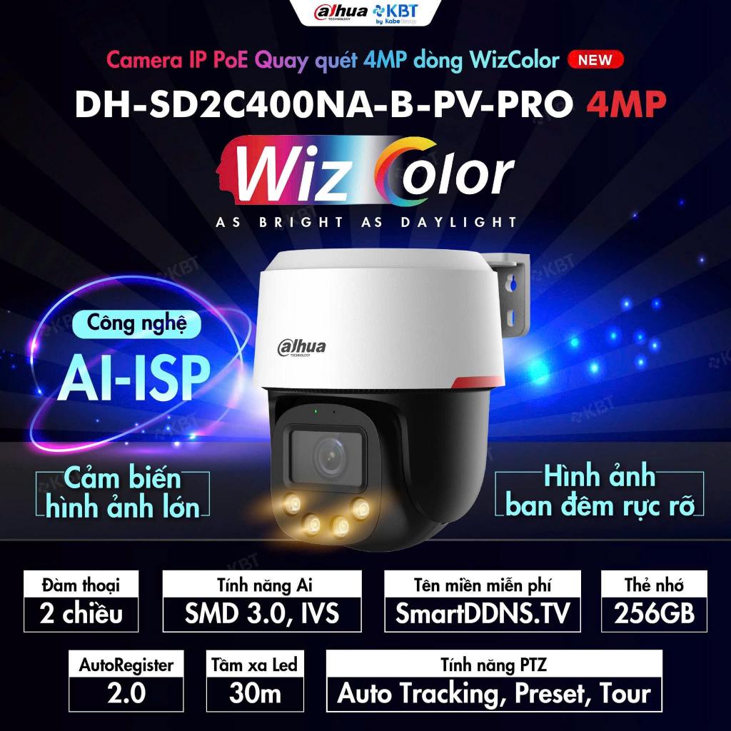 Camera IP có dây 4MP DAHUA DH-SD2C400NA-B-PV-PRO ( Camera ánh trăng, màu ngày như đêm)
