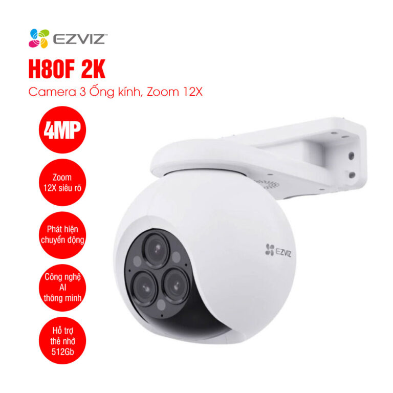 EZVIZ H80F Multi Camera Wi-Fi ngoài trời với ba ống kính 4MP+4MP+4MP (2 Khung hình + 1 Zoom x12)