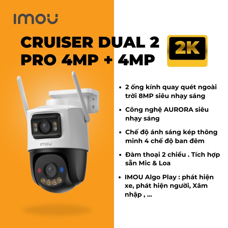 IMOU S7XFP 4MP+4MP (Tổng 8MP) - Camera Wi-Fi xem Đêm như Ngày mà Không cần bật LED | 2 mắt 2 khung hình