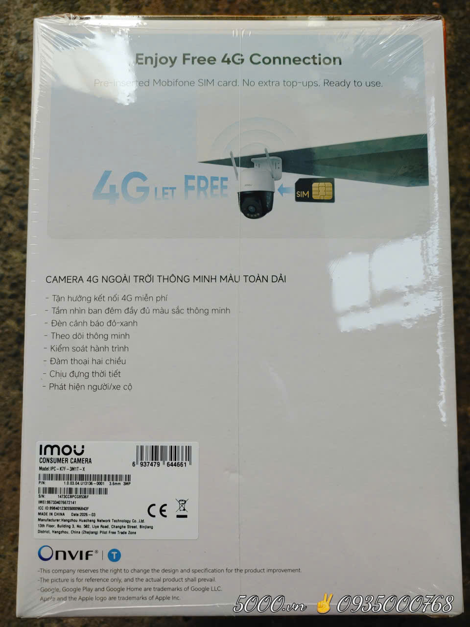 Free 4G Camera IMOU K7F - X 3MP | 5MP , miễn phí 4G Mobiphone trọn đời (Không cần Wi-Fi đúng theo nghĩa đen, Miễn phí 4G trọn đời)