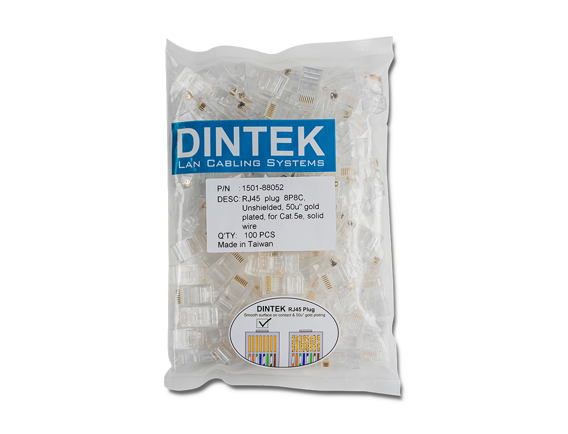 Túi 100c Đầu mạng RJ45 DINTEK UTP Cat.5e (1501-88052)