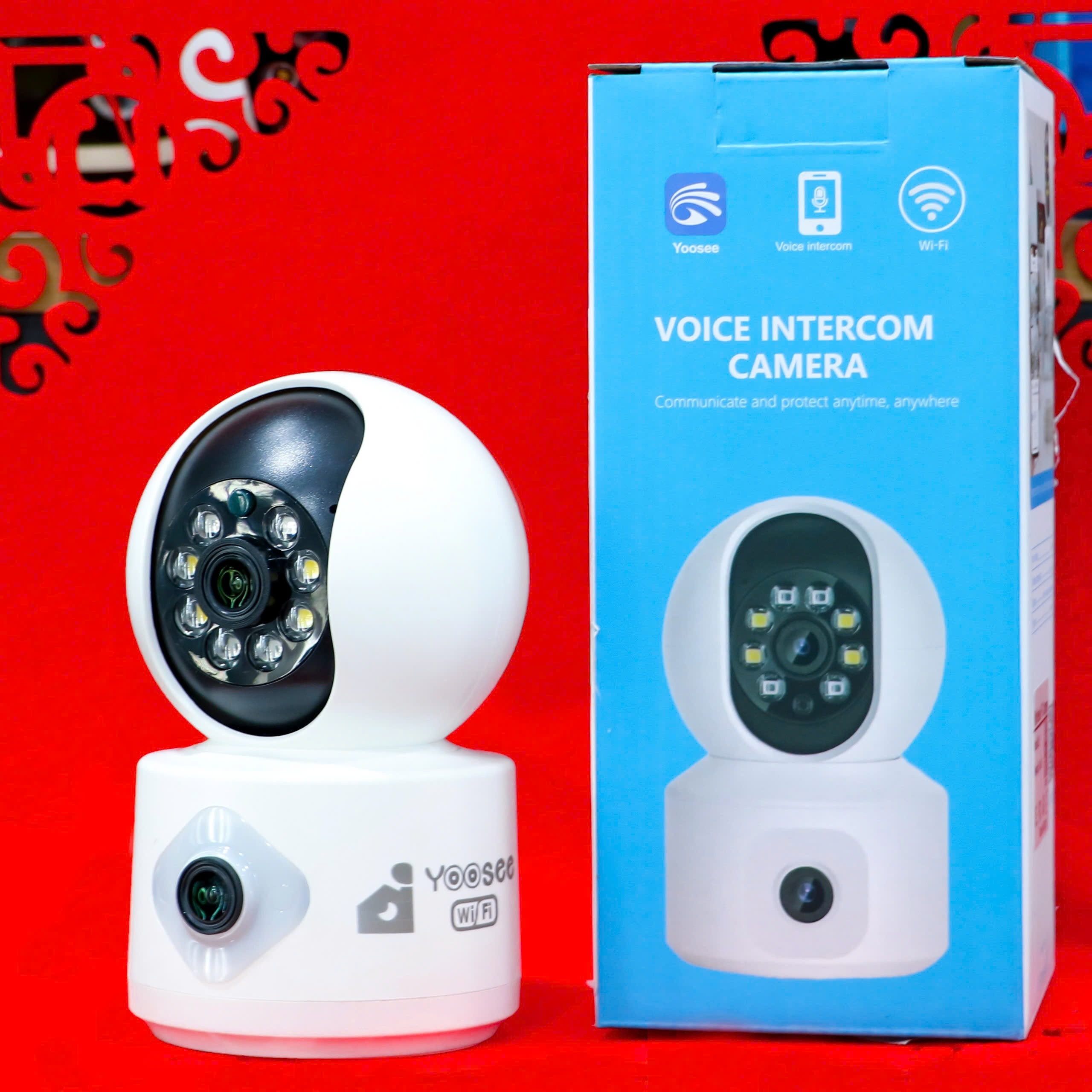 YOOSEE Q88 Blue - Cổng TypeC, Đế xoay 360 độ , đàm thoại, có màu, 2 mắt 2 khung độc lập, thùng 30c, tên khác QS415-C | Q5
