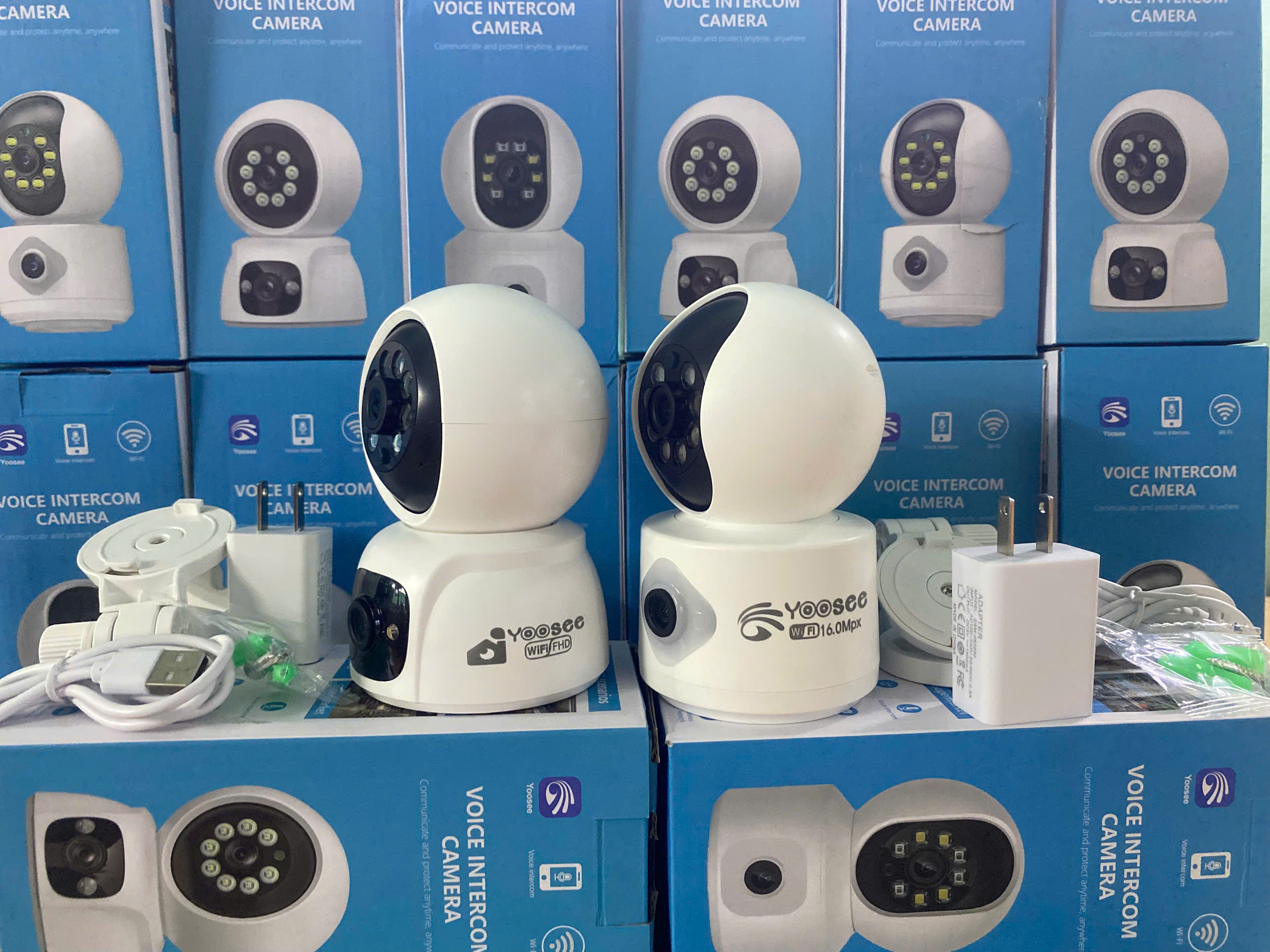(Mới) Camera Wifi Yoosee QS415 với 2 Mắt Trong Nhà Góc Rộng, Xoay 360 Độ Có Màu Ban Đêm - Hỗ Trợ Đàm Thoại 2 Chiều - Logo 16MP