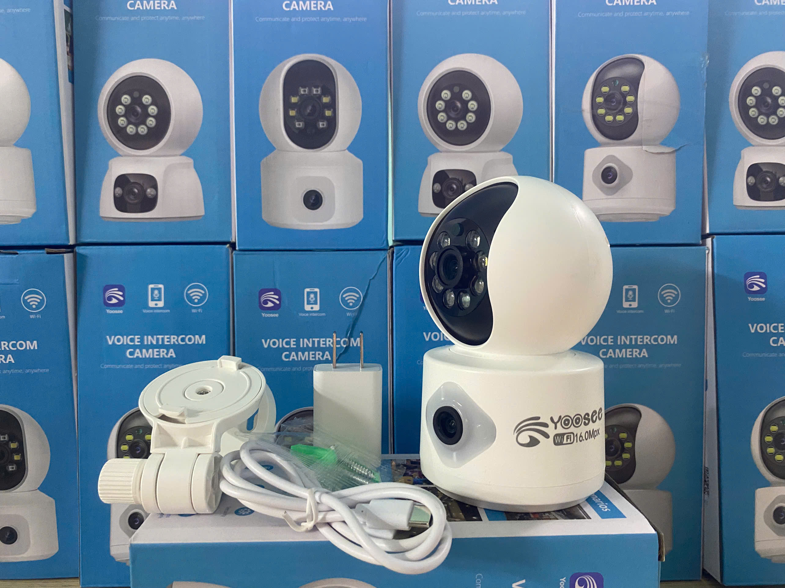 (Mới) Camera Wifi Yoosee QS415 với 2 Mắt Trong Nhà Góc Rộng, Xoay 360 Độ Có Màu Ban Đêm - Hỗ Trợ Đàm Thoại 2 Chiều - Logo 16MP