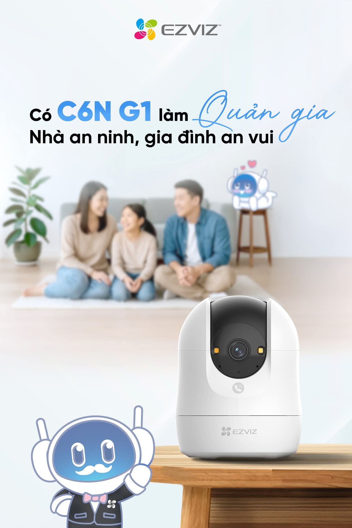 EZVIZ H6C G1 4K 8MP - Camera Wi-Fi "Anh Hói" với góc dọc tới 85 độ, Chạm để gọi điện, Đàm thoại 2 chiều, Ghi hình màu ban đêm, đặc biệt có True-WDR