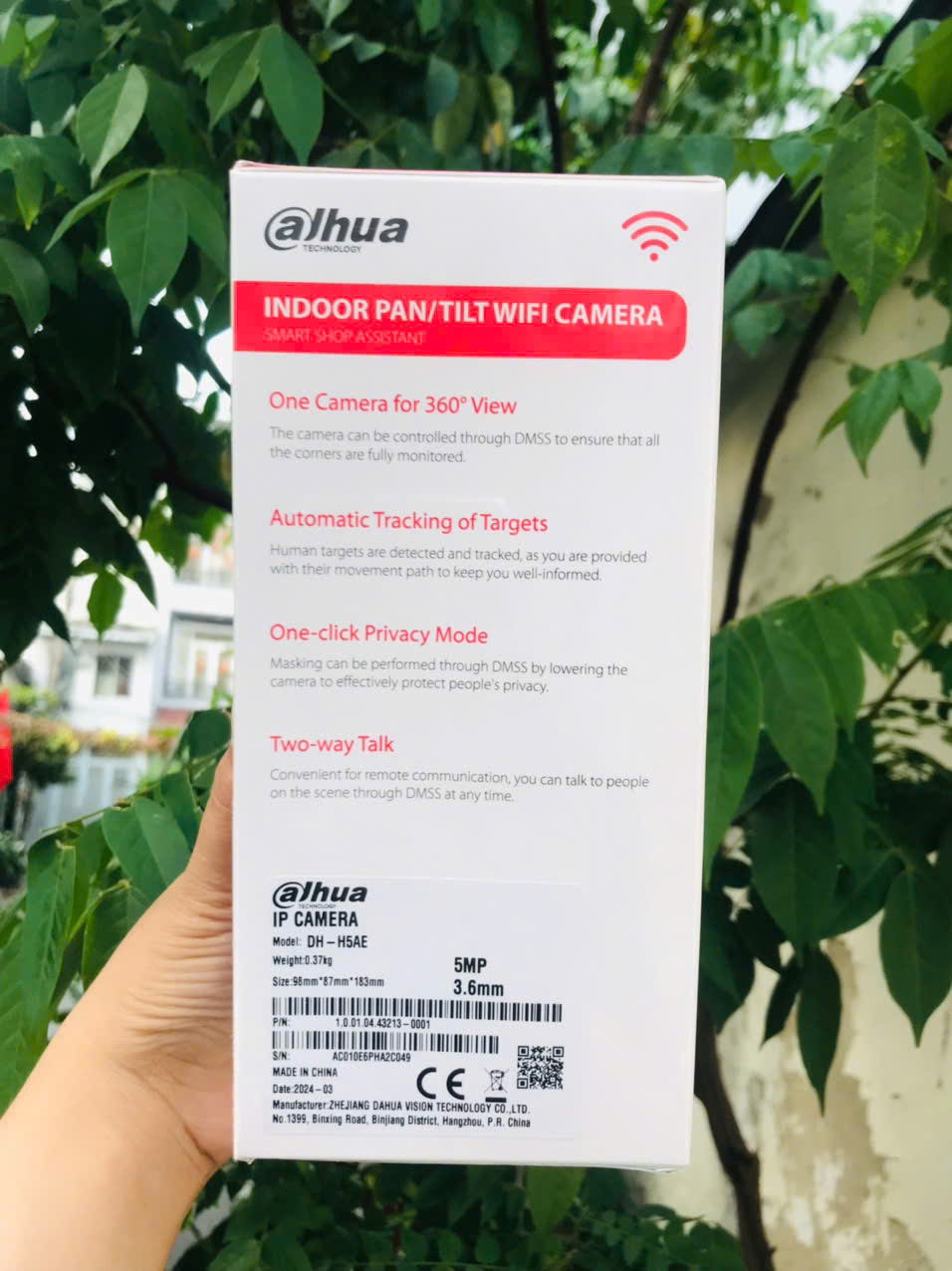 DAHUA H5AE-5MP  - Camera Wifi trong nhà | Đàm thoại | Quay quét | Tầm nhìn ban đêm | thùng 30c | App: DMSS