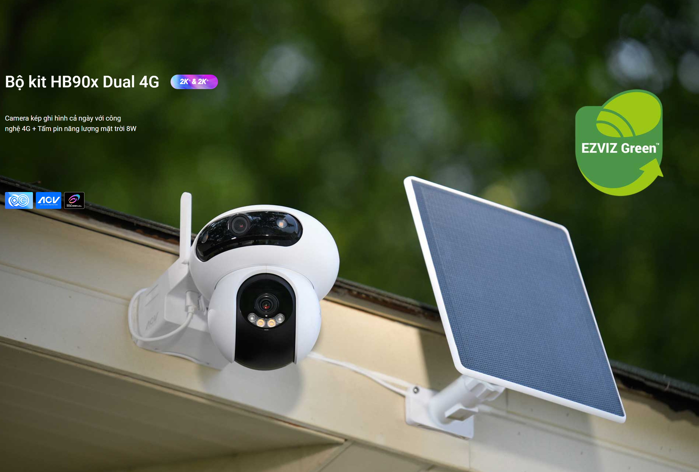 (Quà) 4G Ezviz HB90x Dual 8MP - Camera NLMT 2 măt ngoài trời | Dây 3 mét | Sạc 10W | Pin 10.400 mAh | IP65 | Có 4G, Có Wifi luôn | CS-HB90x/SP-R100 (4MP+4MP W4GA)