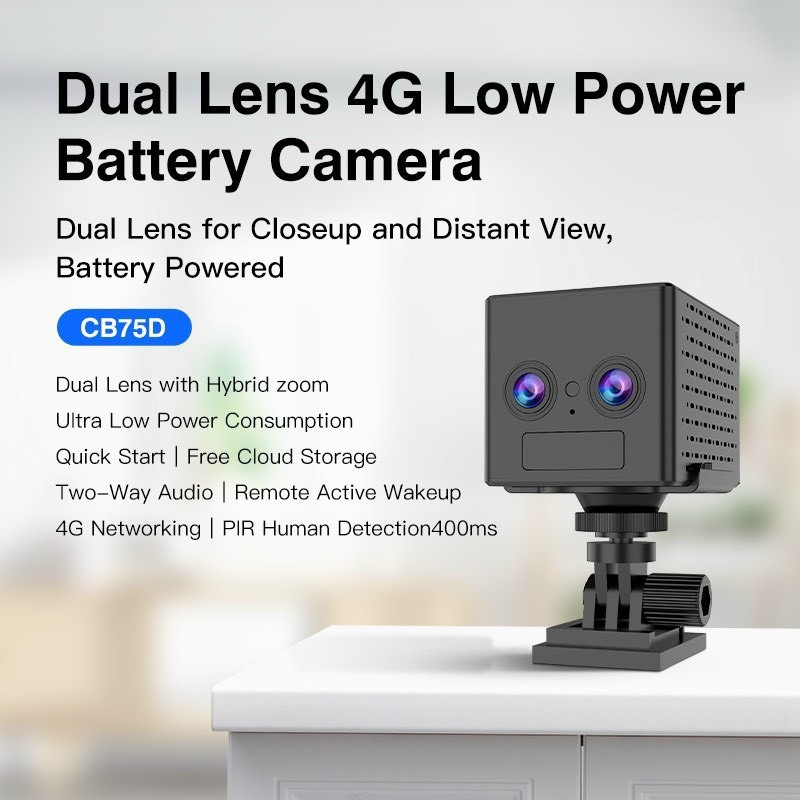 4G Camera O-KAM PRO CB75D-4G - Camera 1080P, sim 4G, có pin 3000mAh, 2 mắt kép